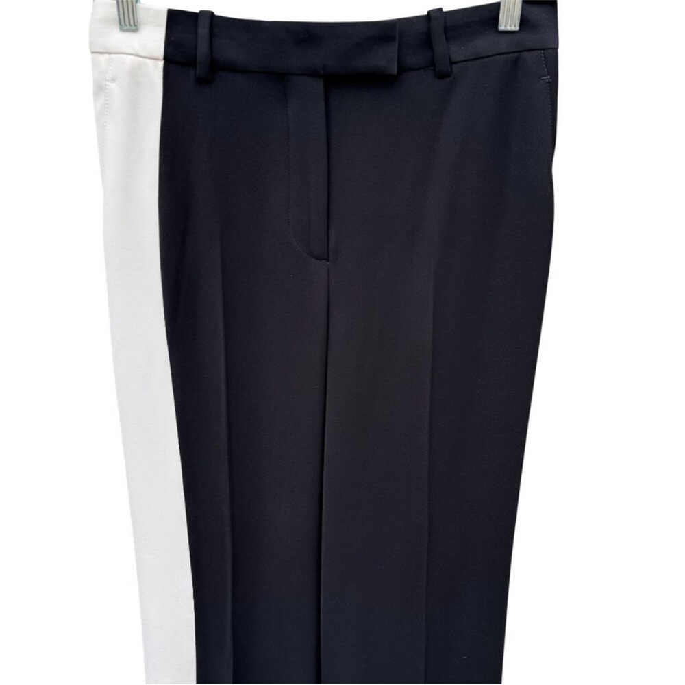 Reiss Womens Poppie Wide-Leg Black Pants Glam White Right Side Stripe Tall 6 New